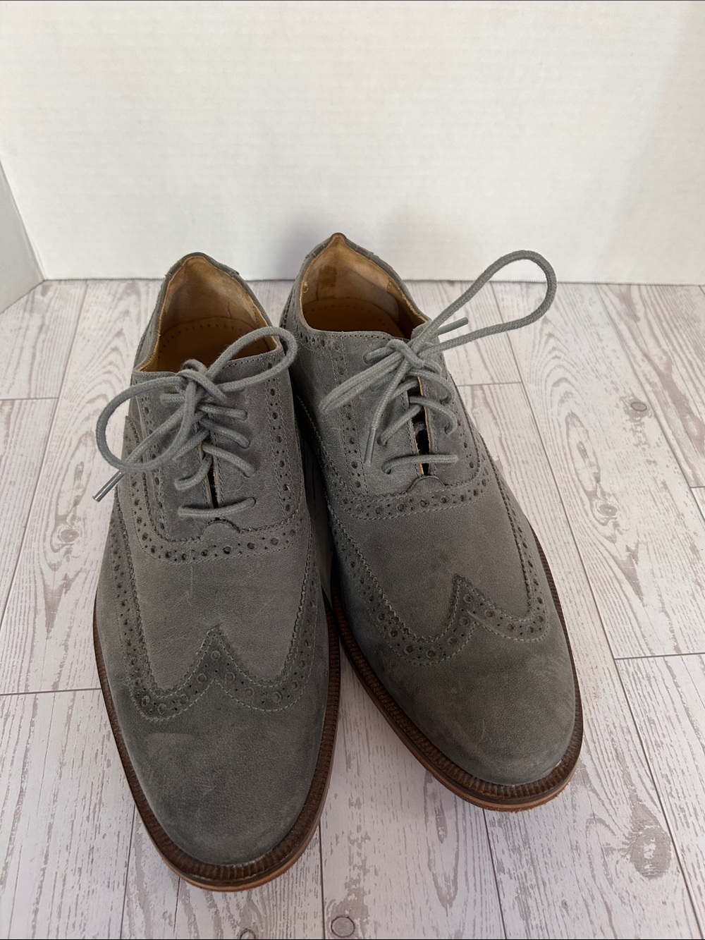 Cole Haan Gray Suede Brogue Derby Shoes